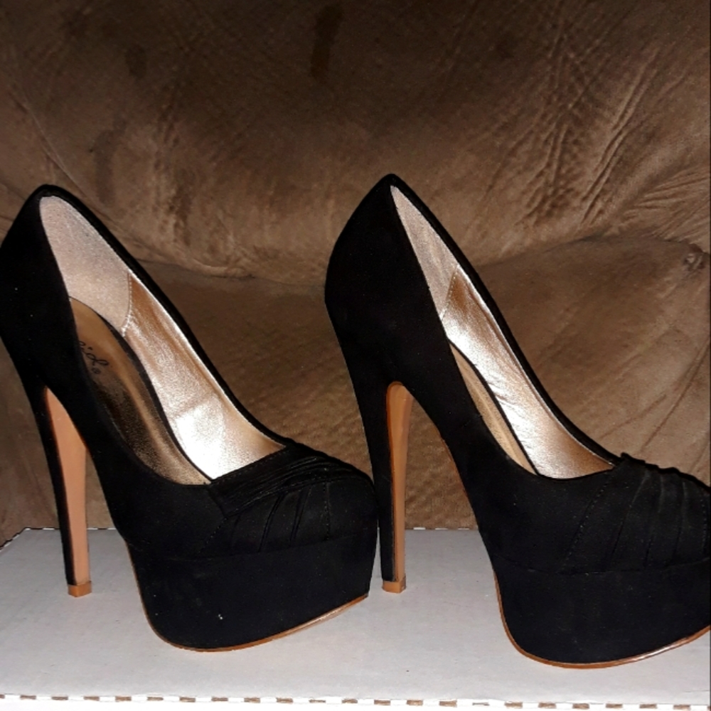 Black Stiletto Suede Heels